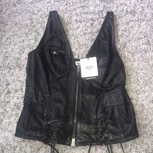 100% real leather Harley Davidson Biker Vest